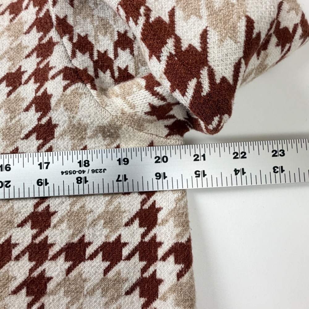Jones New York Sweater Women XL Brown Houndstooth Layered Collar Mixed Media - Picture 7 of 13